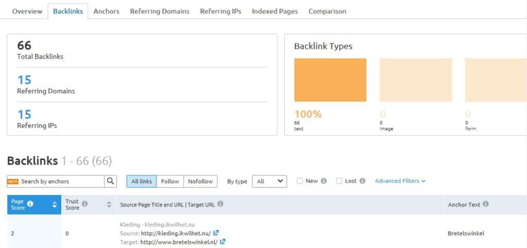 Backlinks analyseren