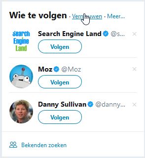 twitter suggesties vernieuwend