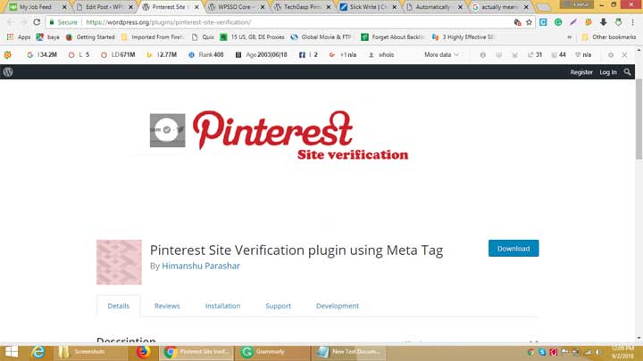 Pinterest meta tag inserter plugin