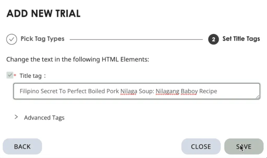 Add a new title tag trial